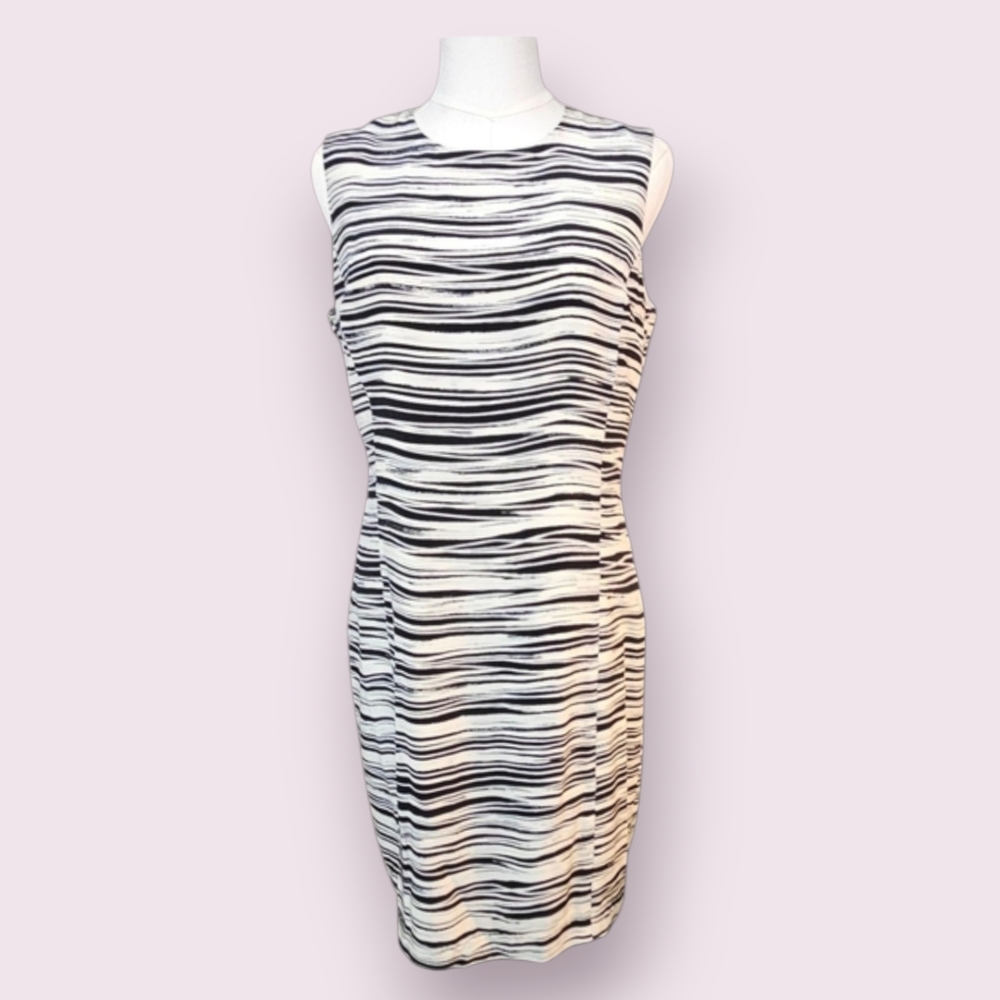 Liz Claiborn striped Black and White Silk Dress, Size 8